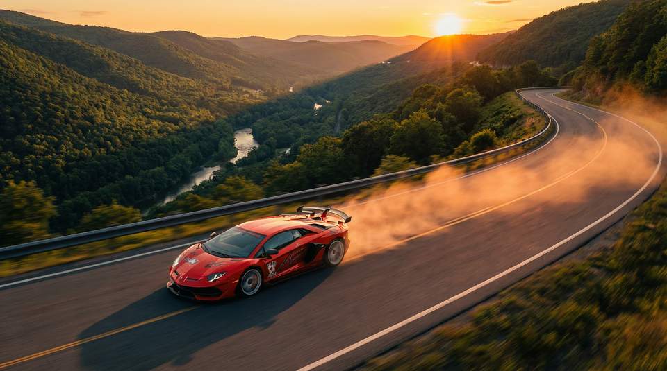 免费看片视频：红色Aventador SVJ山路激驾